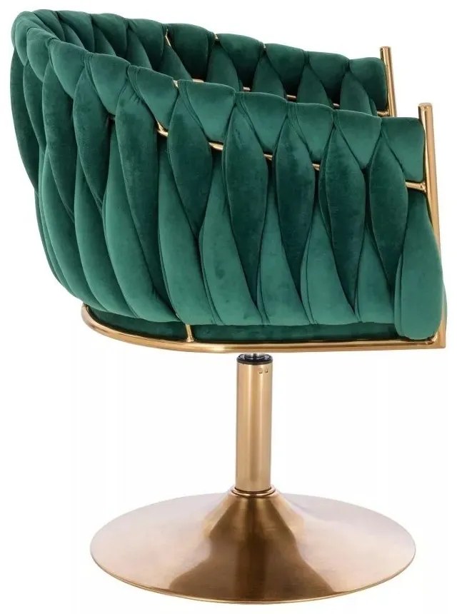 LuxuryForm DESIGN Stolička NORDEN VELUR na zlatom tanieri - zelená