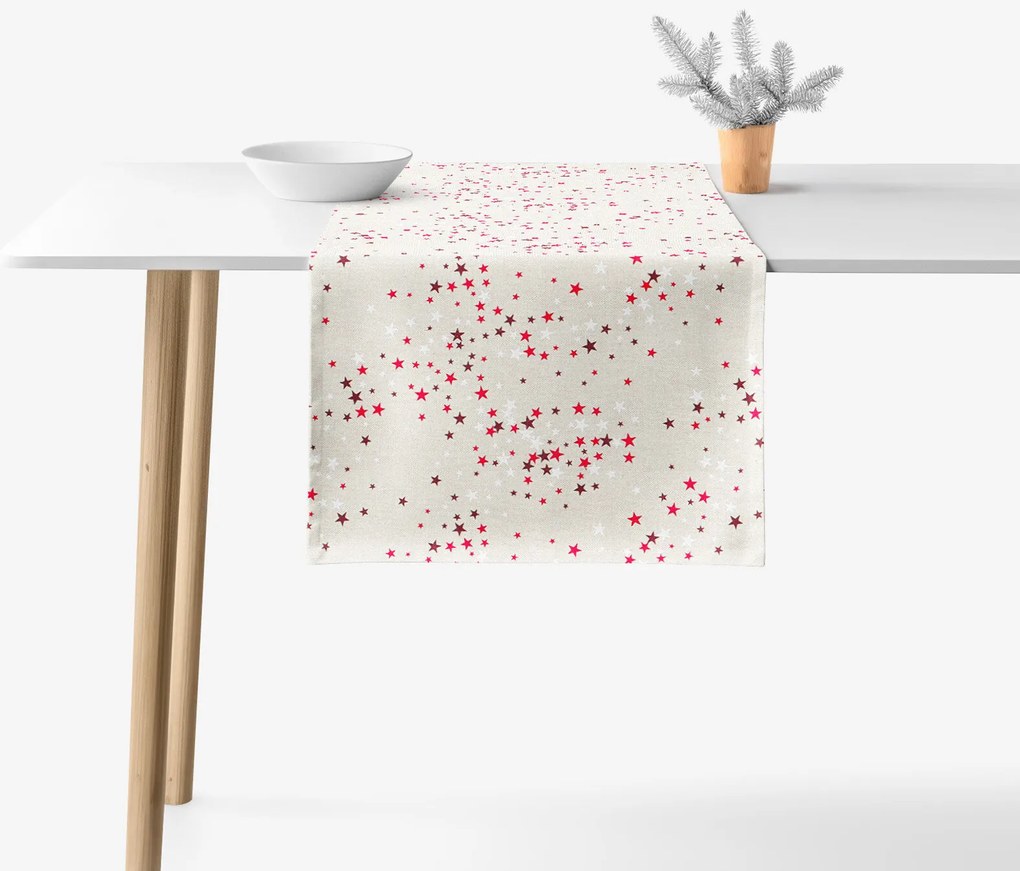 Goldea behúň na stôl valencia - hviezdičky na režnej 35x140 cm
