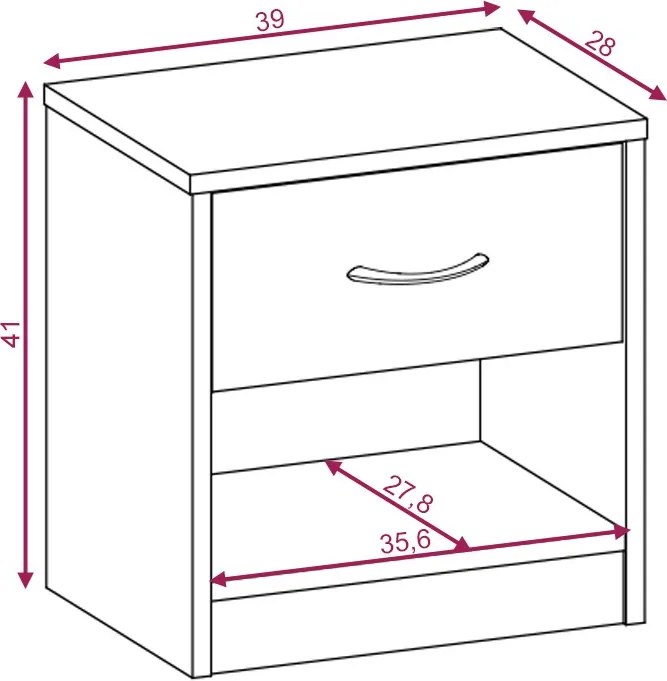 Noční stolek Naka 39 cm bílý