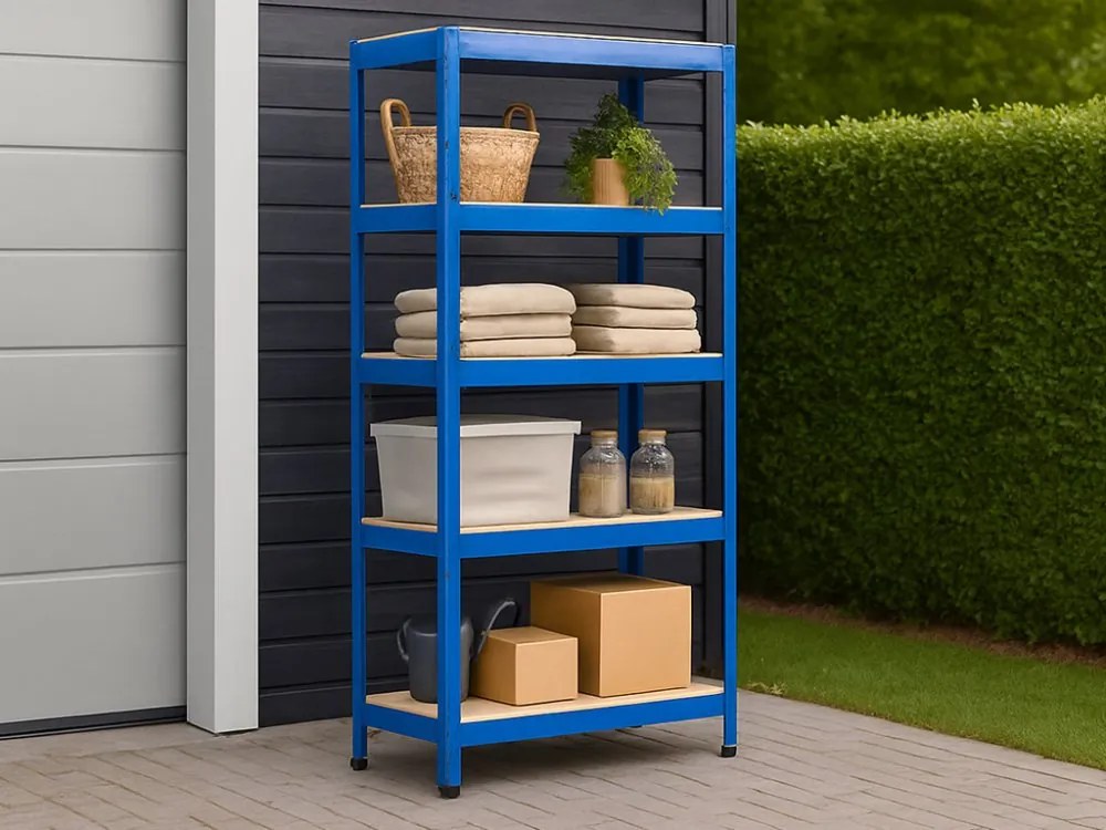 Akcia 3x Regál 180x90x40 cm lakovaný 5-policový, nosnosť 875 kg - modrý