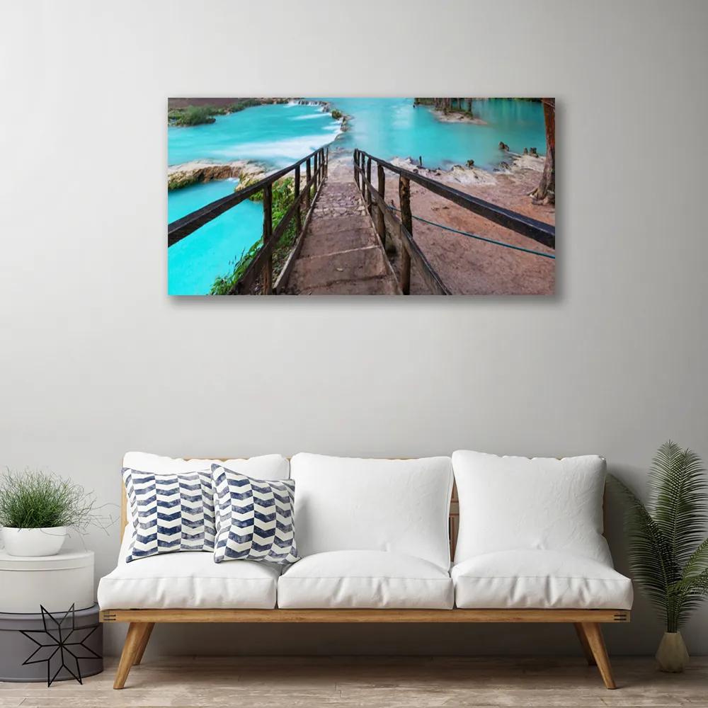 Obraz Canvas Schody jazero architektúra 140x70 cm