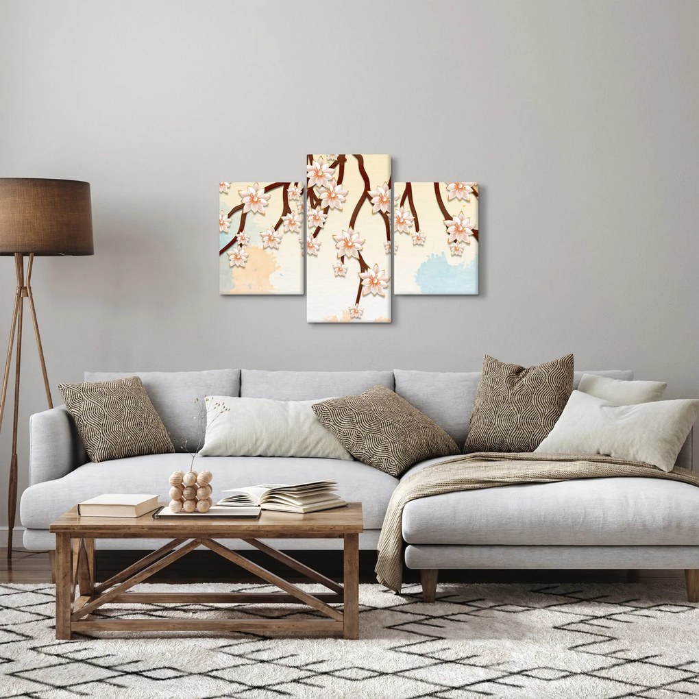 Obraz - Kvety na vetvách, farebné (90x60 cm)
