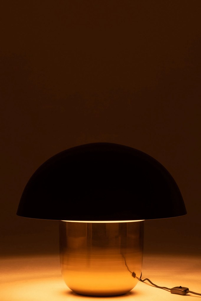 Čierno-zlatá kovová stolná lampa Mushroom Large - Ø 50*45cm