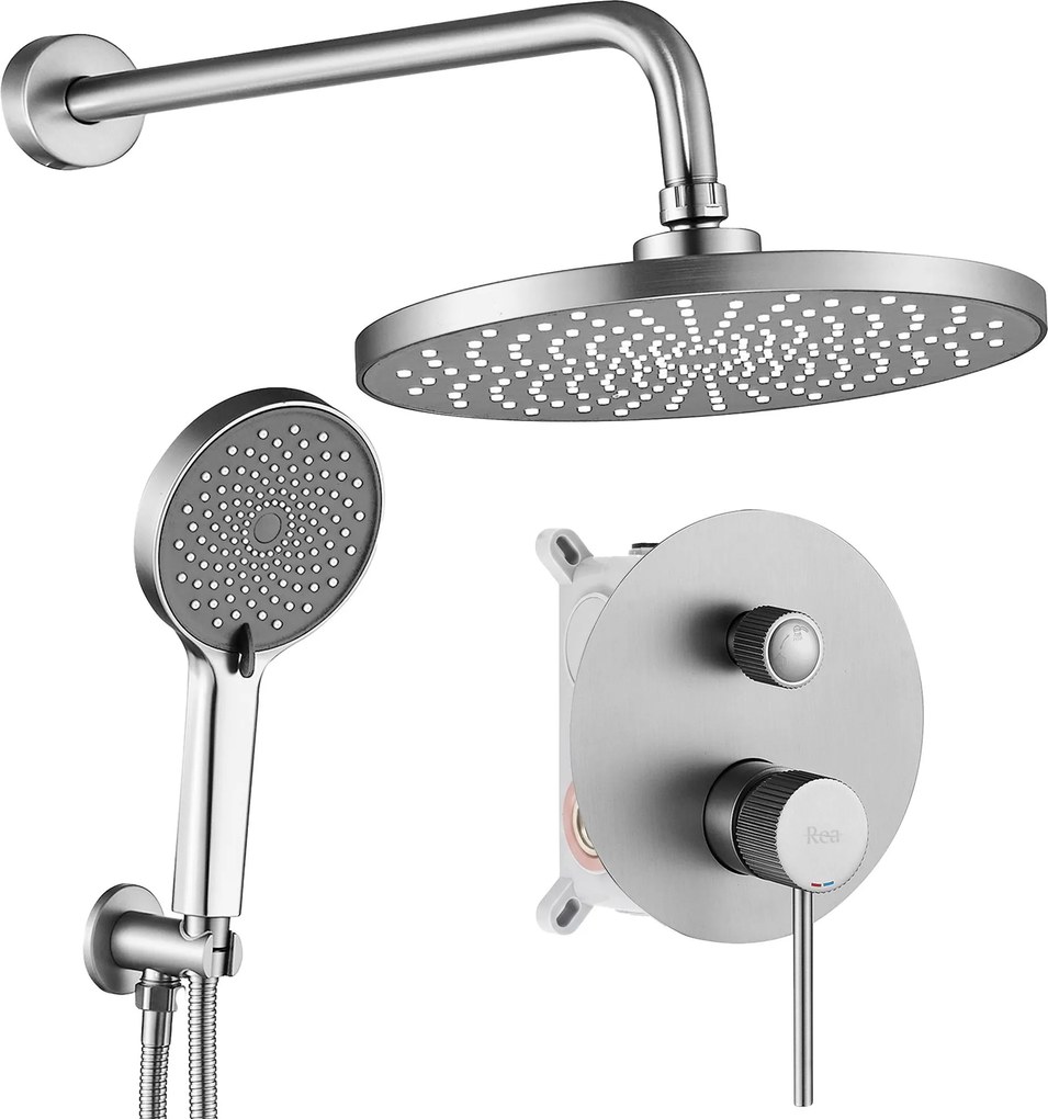 Rea Lungo Stripe, podomietková sprchová súprava + BOX, brúsená oceľ, REA-P9493