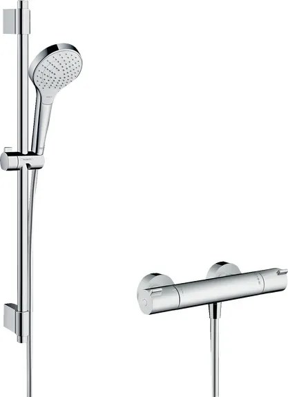 Hansgrohe Croma Select S, sprchová súprava Vario s termostatom Ecostat 1001 CL a sprchovou tyčou 72 cm, biela/chrómová, HAN-27833400