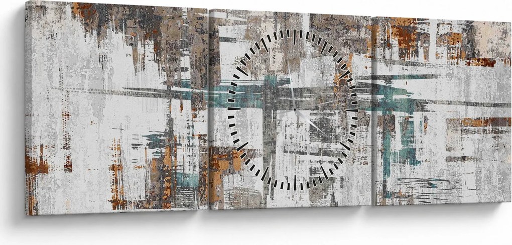 Obraz - Abstraktné ťahy (s hodinami) (90x30 cm)