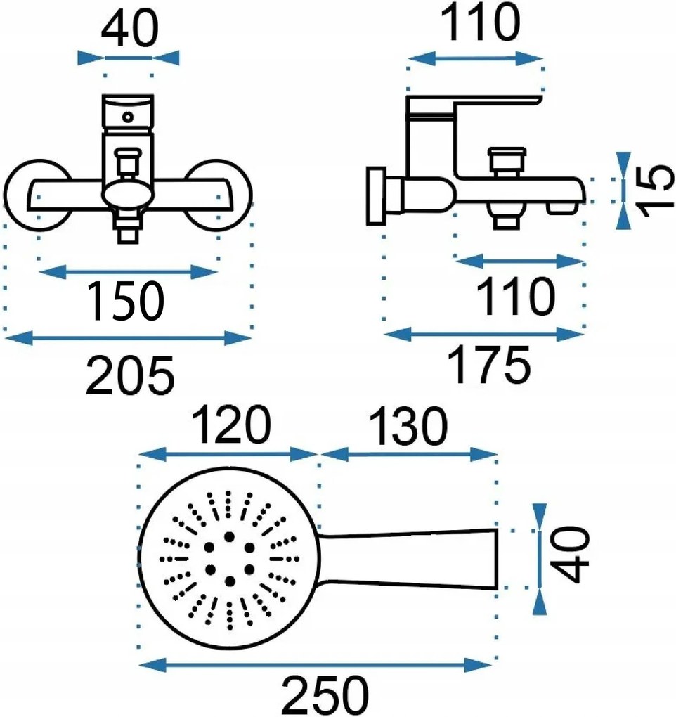 Rea Buzz - vaňová batéria so sprchovým setom, čierna, REA-B3421