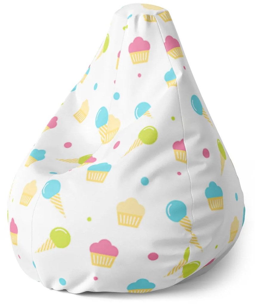 Sablio Sedací vak Pear Zmrzlinky a muffiny - 140 x 100 x 25 cm
