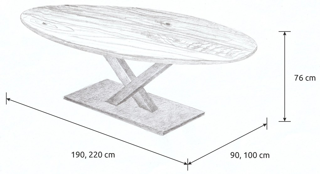 Wooded Jedálenský stôl London ROUNDED z masívu DUB 190x90x76cm