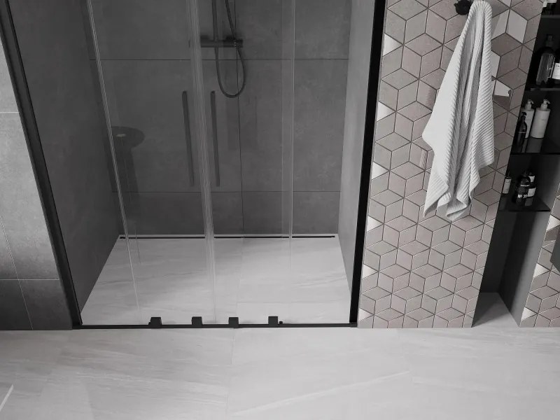Mexen Velar Duo, posuvné dvere do otvoru 160x200 cm, 8mm číre sklo, čierna matná, 871-160-000-02-70