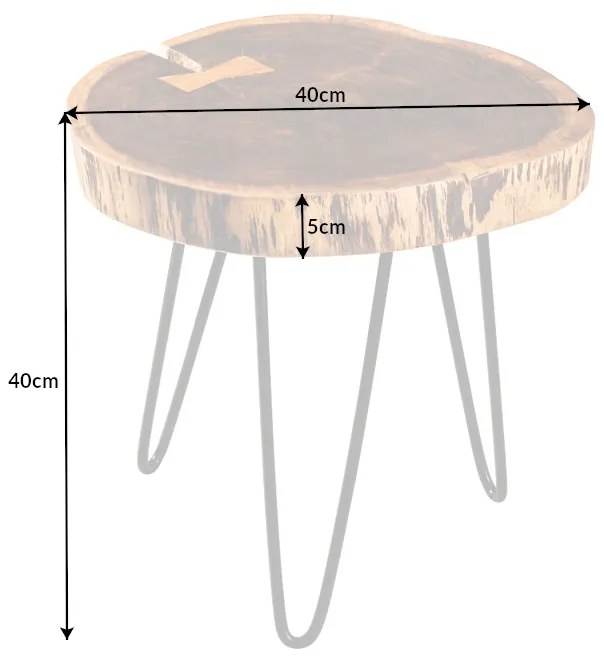 Dizajnový odkladací stolík Island 40 cm hnedá akácia