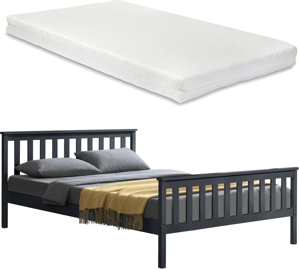 [en.casa] Manželská posteľ ABWB-2012 s matracom a roštom 140x200 cm