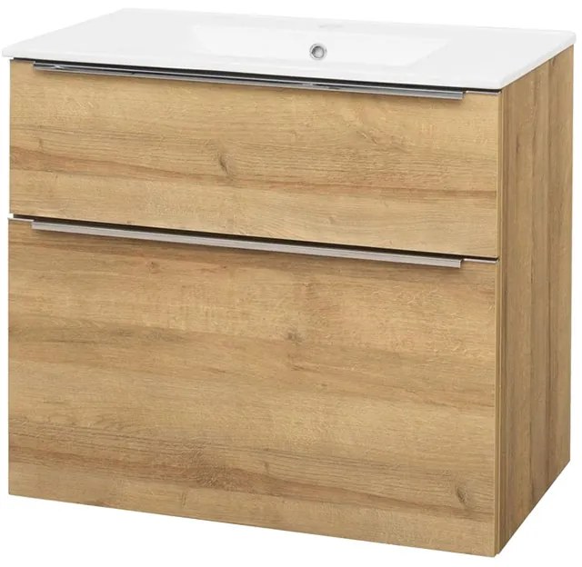 Mereo Mailo, kúpeľňová skrinka s keramickým umývadlom 81 cm, dub Riviera, chróm madlo, MER-CN521