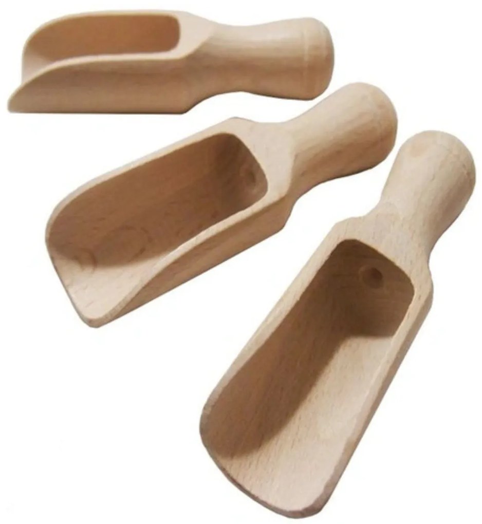 3x Dřevěná naběračka na koření, sada 3ks odměrek BUKOVKA - 9cm
