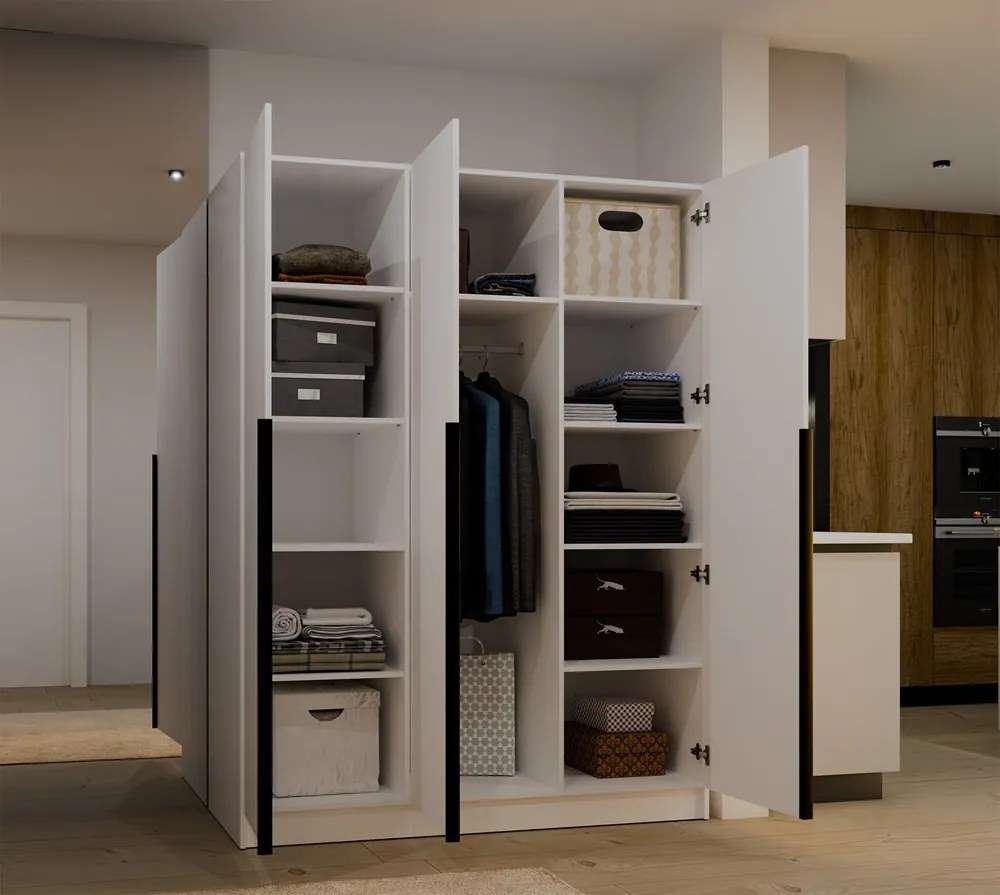 Šatní skříň Senso 3D 150 cm bílá/černá