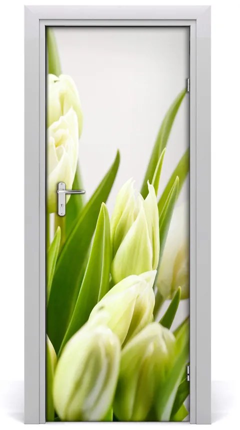 Fototapeta na dvere biele tulipány 95x205 cm