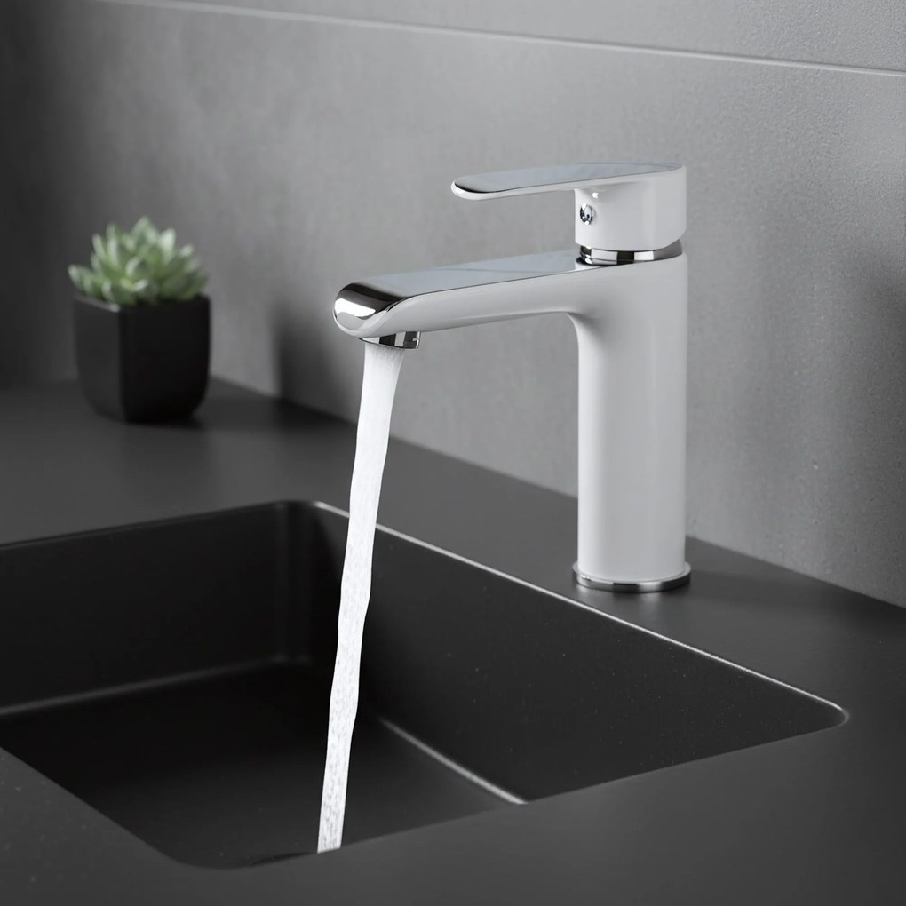 Rea Bloom, umývadlová batéria, biela-chrómová, REA-B9915