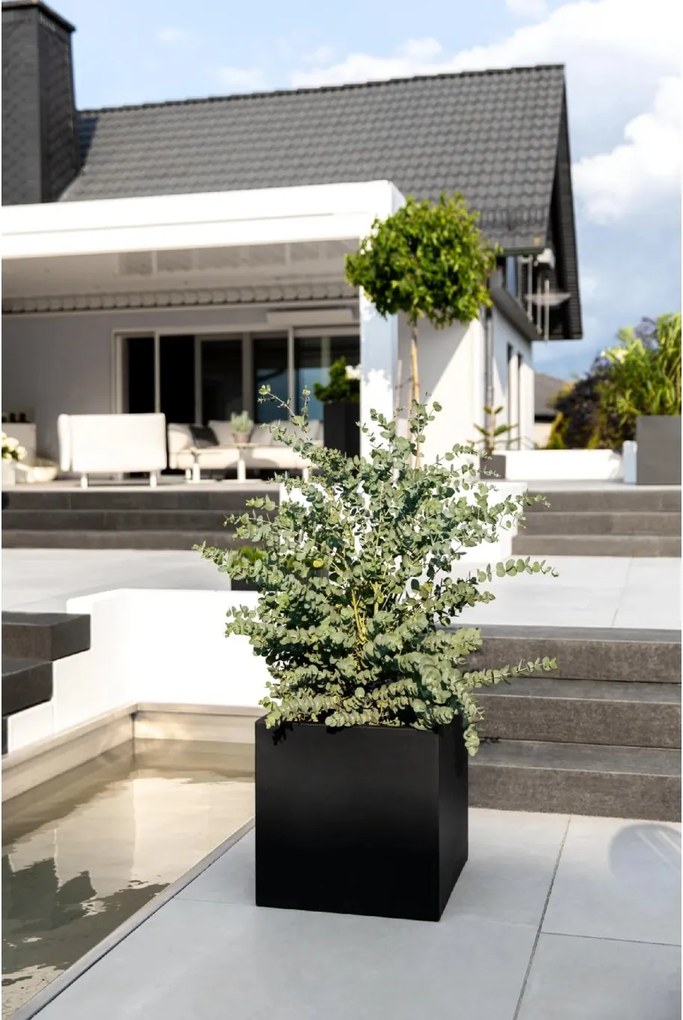 Kvetináč BLOCK, sklolaminát, 45x45x45 cm, antracit