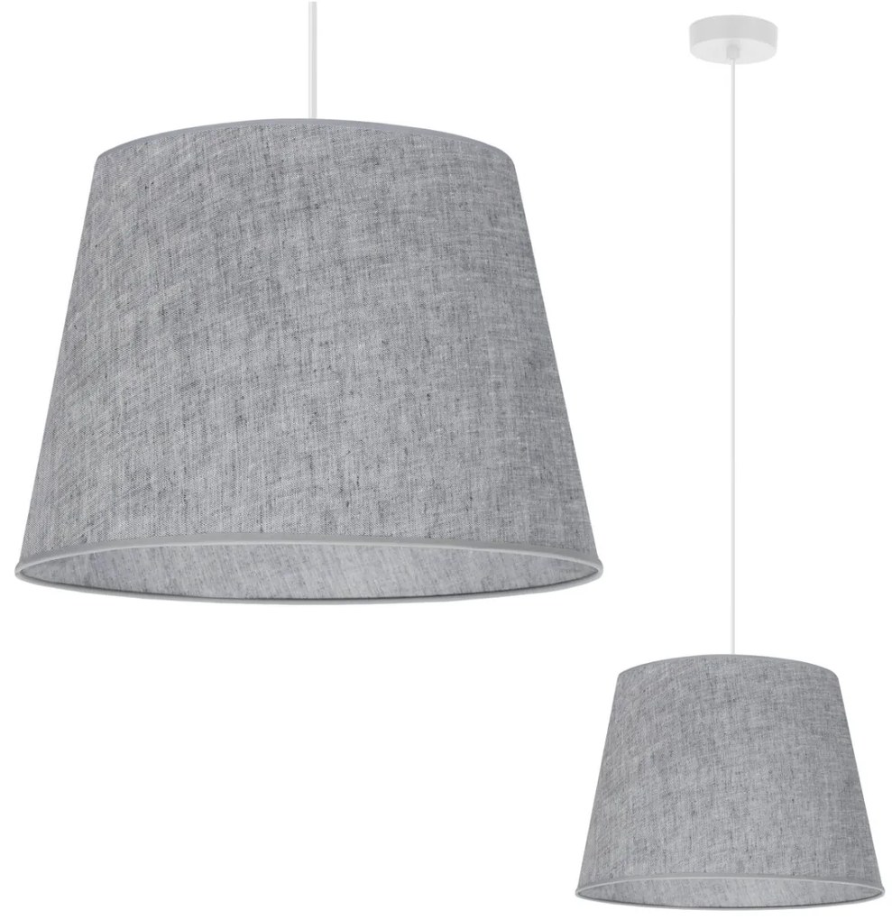 Závesné svietidlo Len, 1x šedé textilné tienidlo, (fi 38 cm), w