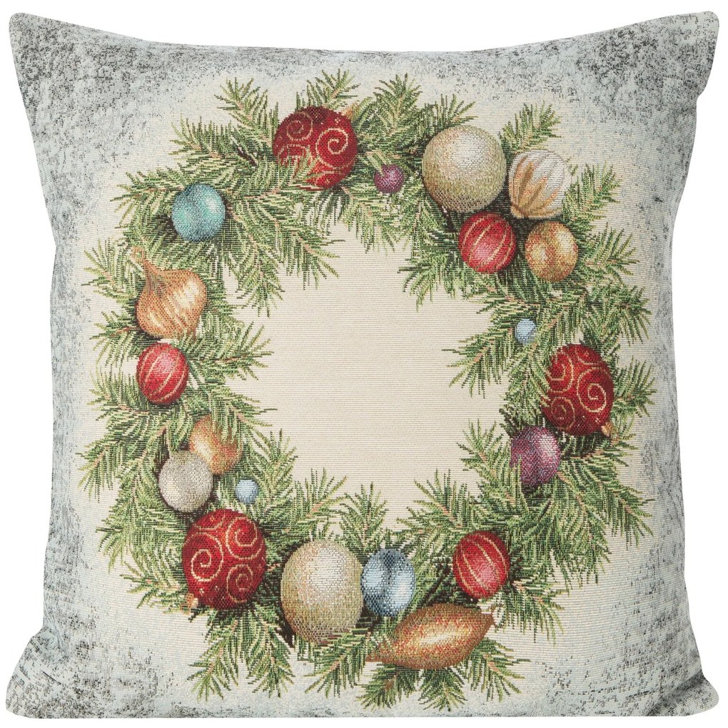 VIANOČNÁ GOBELÍNOVÁ DEKORAČNÁ OBLIEČKA NA VANKÚŠ 47X47 VZOROVANÁ