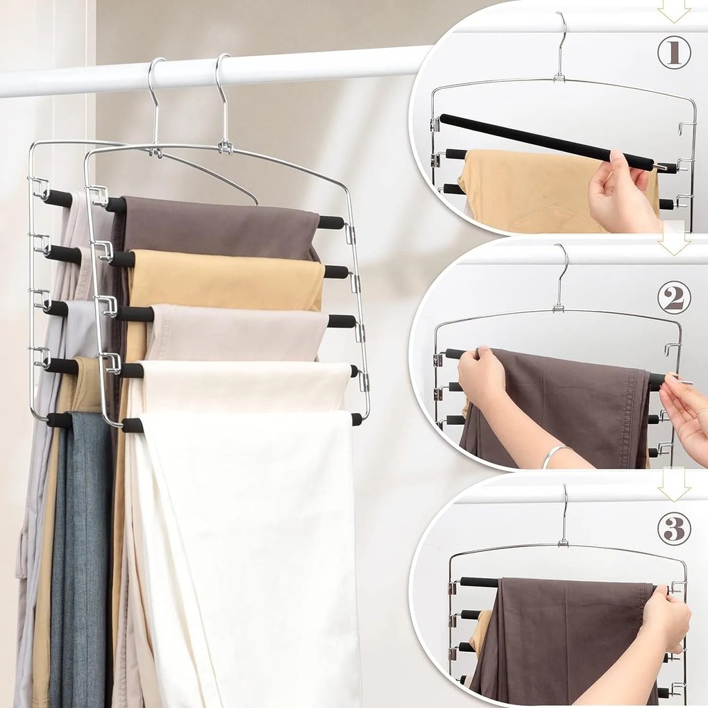 Zeller Present Kovový vešiak na nohavice, 5 úrovní