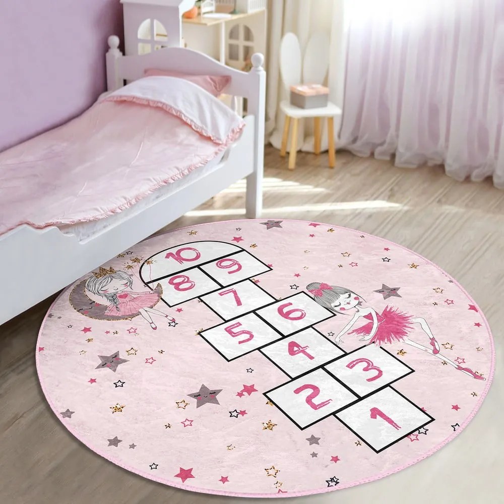 Ružový detský koberec ø 120 cm Comfort – Mila Home