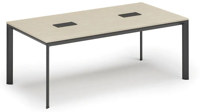 Stôl INVITATION 2000 x 1000 x 740, buk + 2x stolná zásuvka TYP III, čierna
