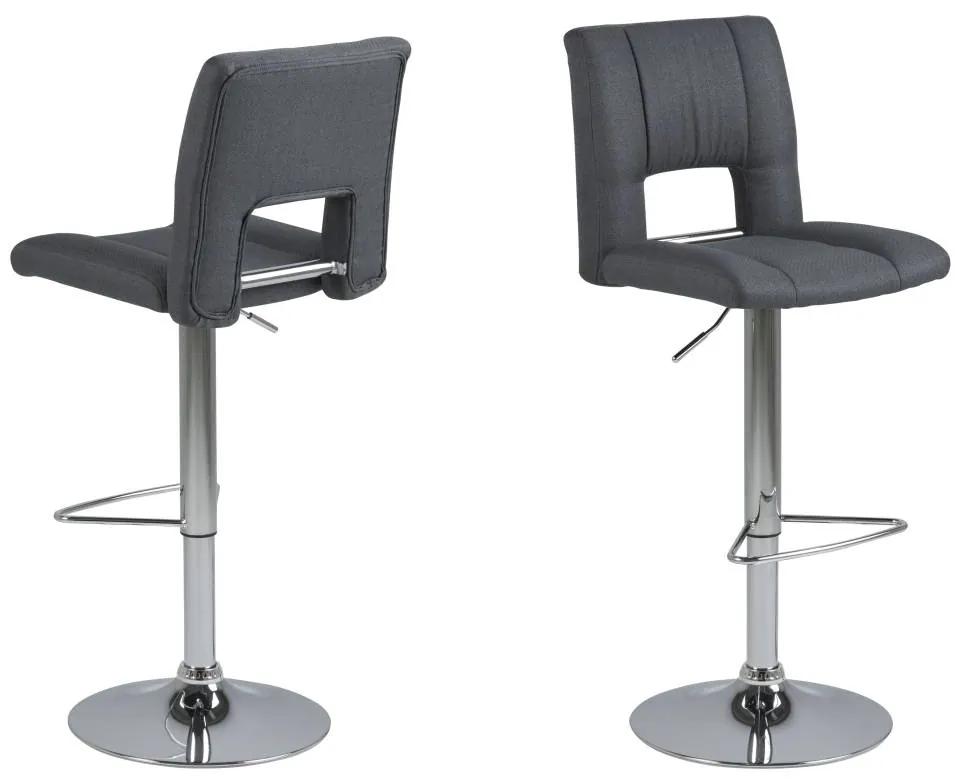 Dizajnová barová stolička Nerine, tmavo šedá a chrómová