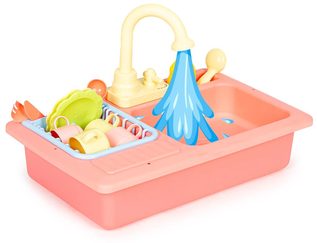 MULTISTORE Umývadlo s kohútikom naplneným vodou 12 doplnkov detská hračka