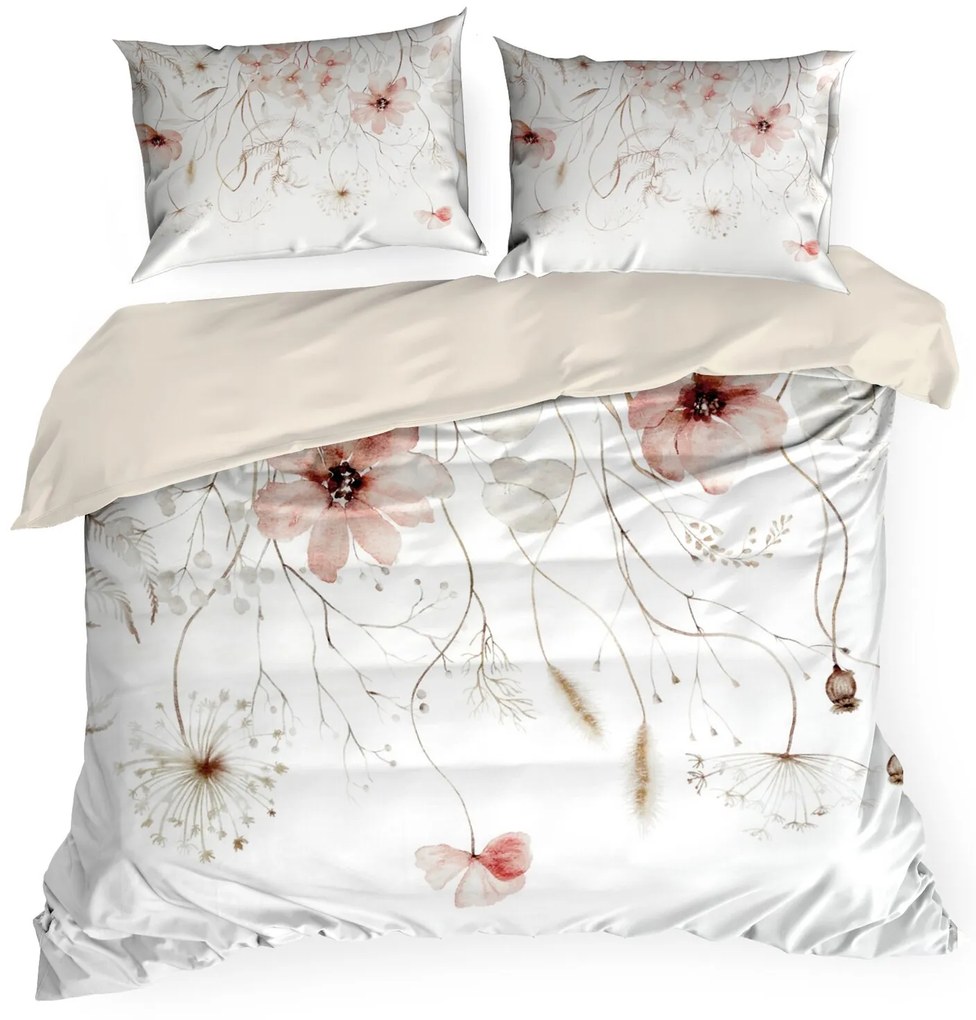 SATÉNOVÉ OBLIEČKY PREMIUM24 160X200 CM, 2 KS 70X80 CM LVETY