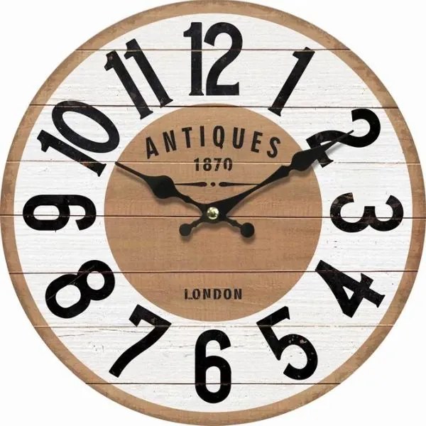 hodinky nástenné s veľkými číslami drevené 34×34×1cm