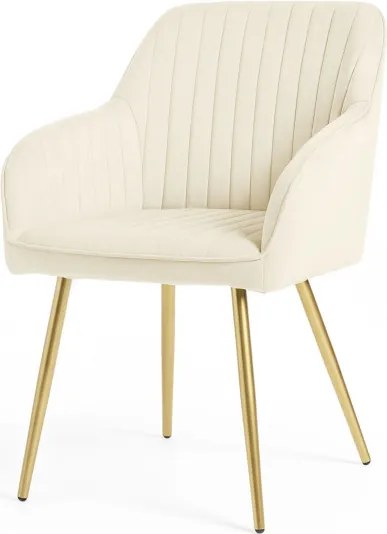 Sada šiestich jedálenských stoličiek FLORENCE zamatové, krémové / zlaté nohy (6 ks)