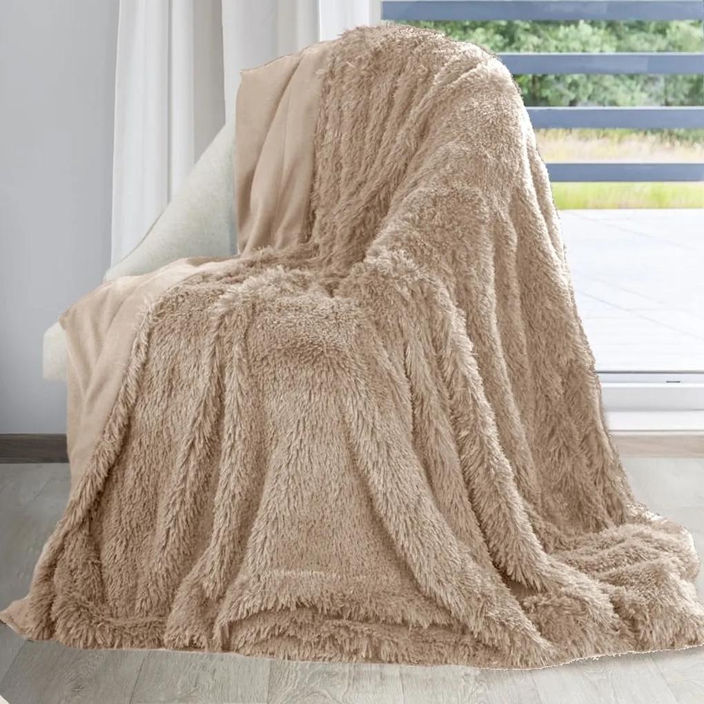 Kvalitná béžová chlpatá deka