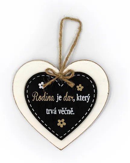 Nekupto Dřevěná cedule srdíčko Rodina je dar