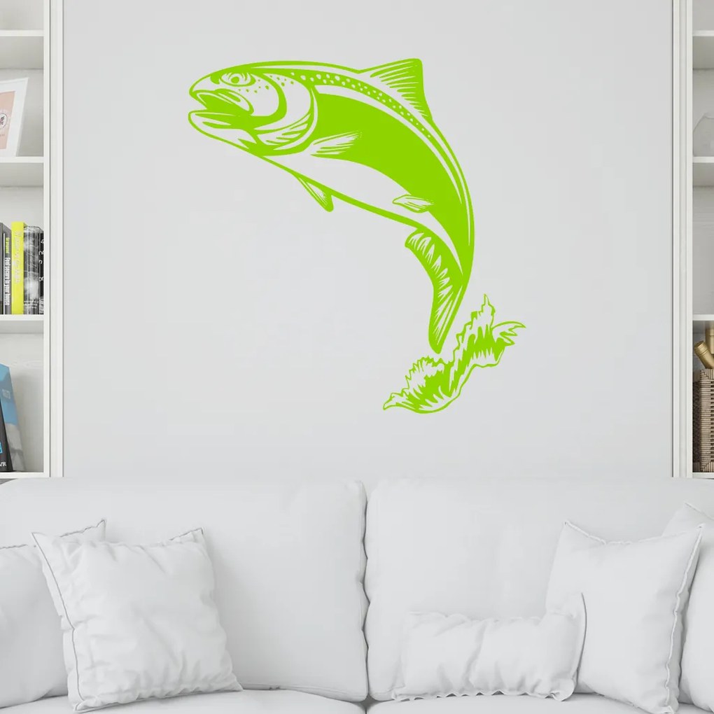 Veselá Stena Samolepka na stenu na stenu Pstruh Farba: černá