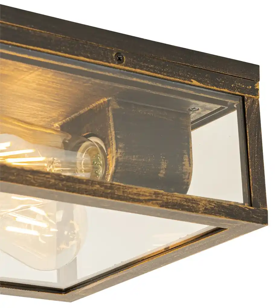 Vintage stropné svietidlo starožitné zlaté IP44 2 svetlá - Charlois | BIANO