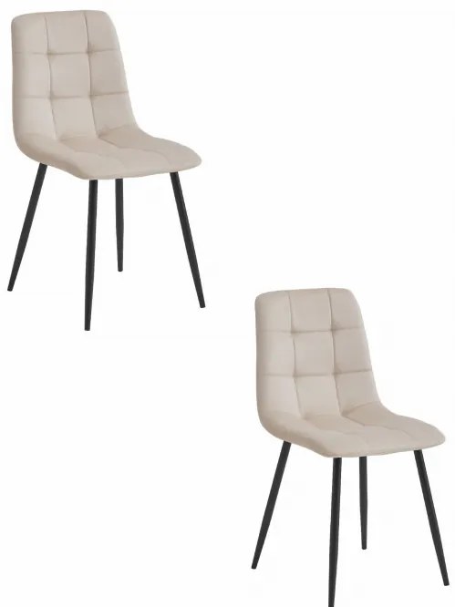 Set dvoch jedálenských stoličiek KARA béžové / čierne nohy (2ks)