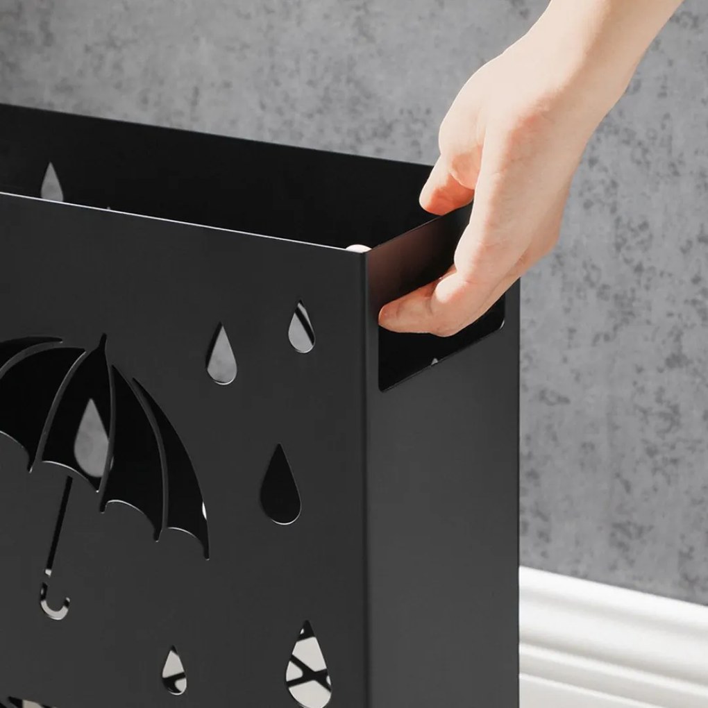 SongmicsHome Kovový stojan na dáždniky RAIN, 28x12x41cm, čierna