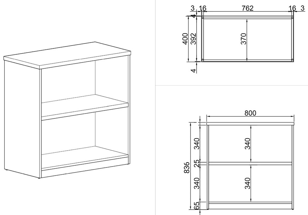 Kancelársky regál ARRISTO LUX, 800 x 400 x 836 mm, orech
