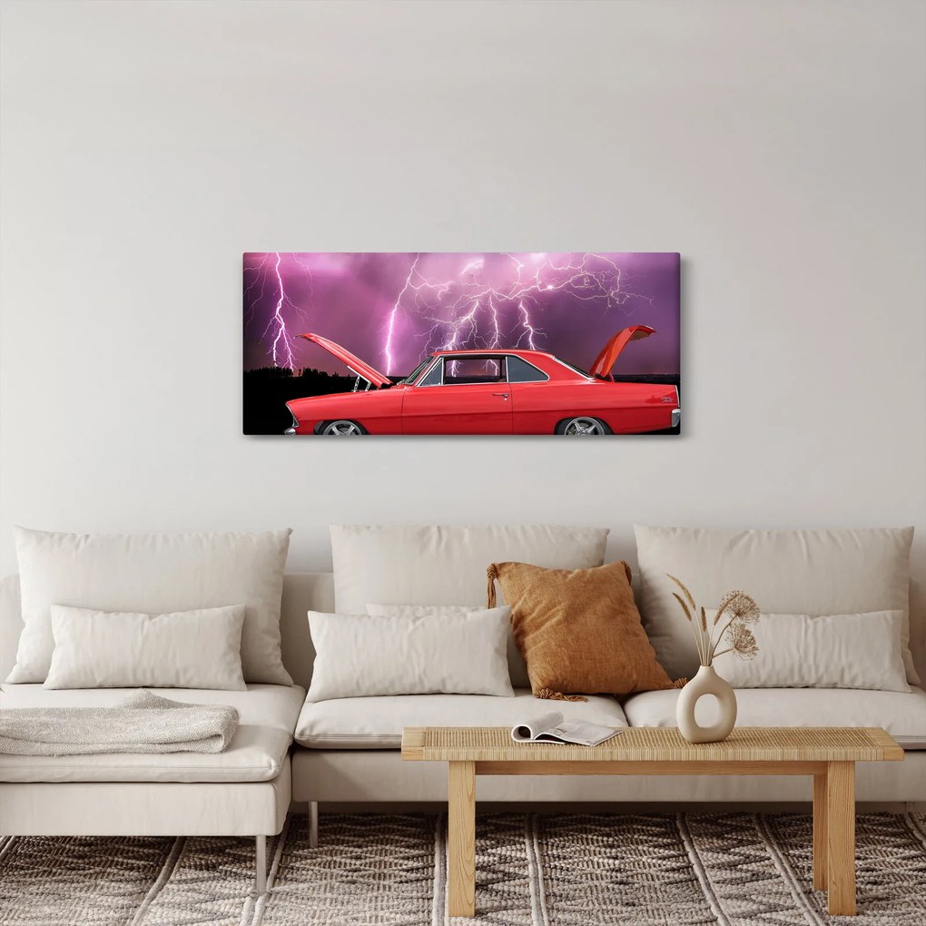 Obraz červeného auta (120x50 cm)