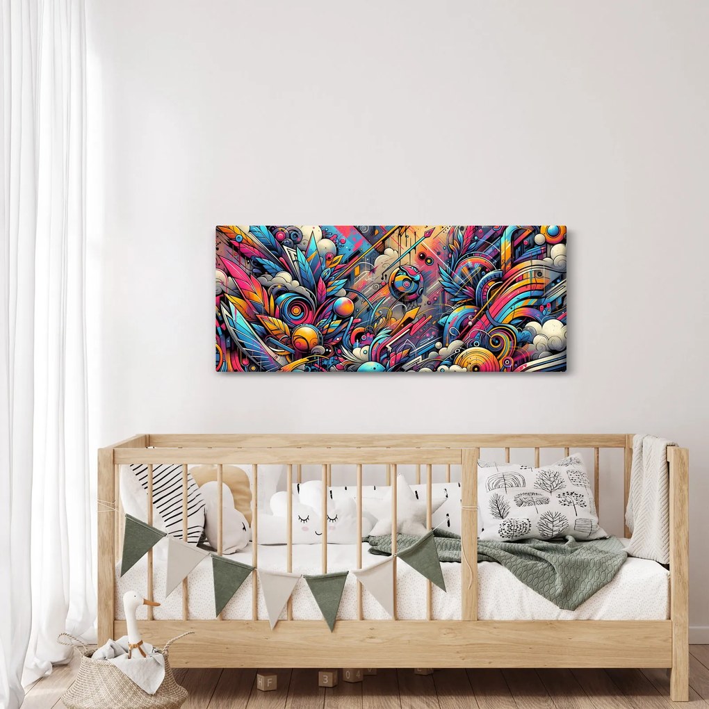 Obraz - Pestrofarebné graffiti (120x50 cm)