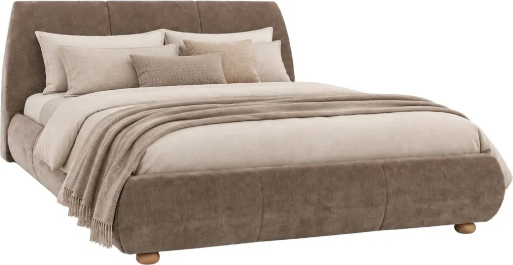 Čalúnená manželská posteľ Treviso s úložným priestorom 160x200, taupe
