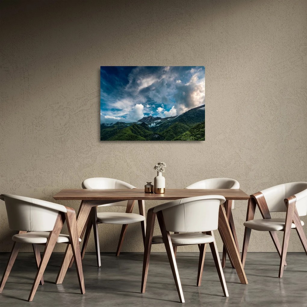 Sklenený obraz hôr (70x50 cm)