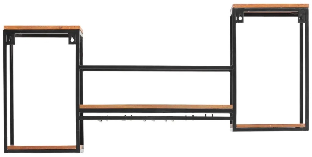 furniture-nabytek.cz - Masívna závesná polica Aro z kovu a dreva, lakovaná, hnedá – 100×20×41 cm