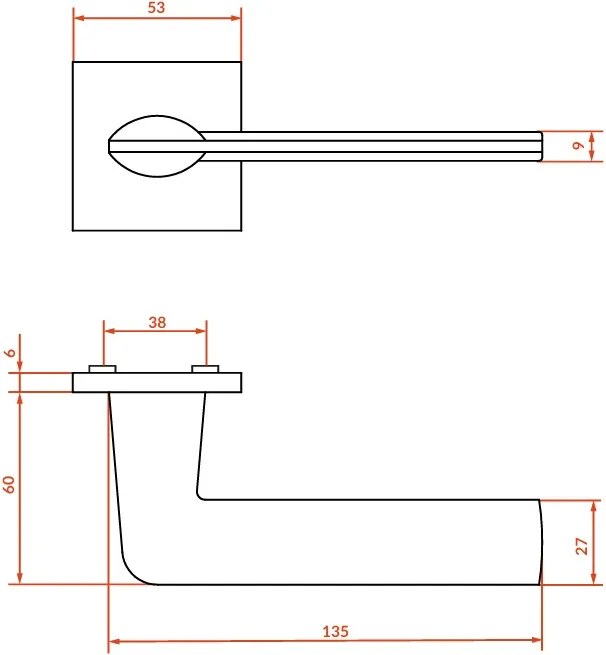 Kuchinox Maroko, kľučka na dvere, čierna matná, LAV-KM2_900A