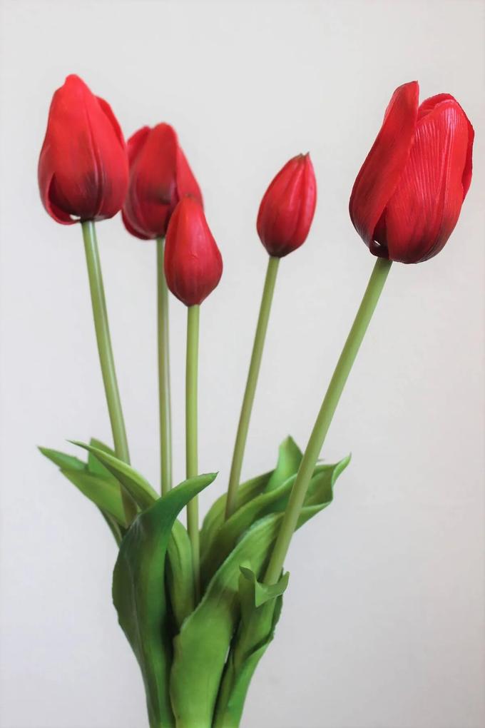 Červená umelá kytica tulipánov 46cm