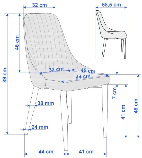 Jedálenská stolička LORIENT zamatová, tmavozelená