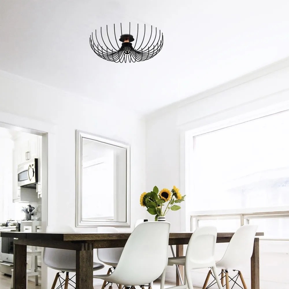 Čierne stropné svietidlo s kovovým tienidlom ø 56 cm Aspendos – Opviq lights