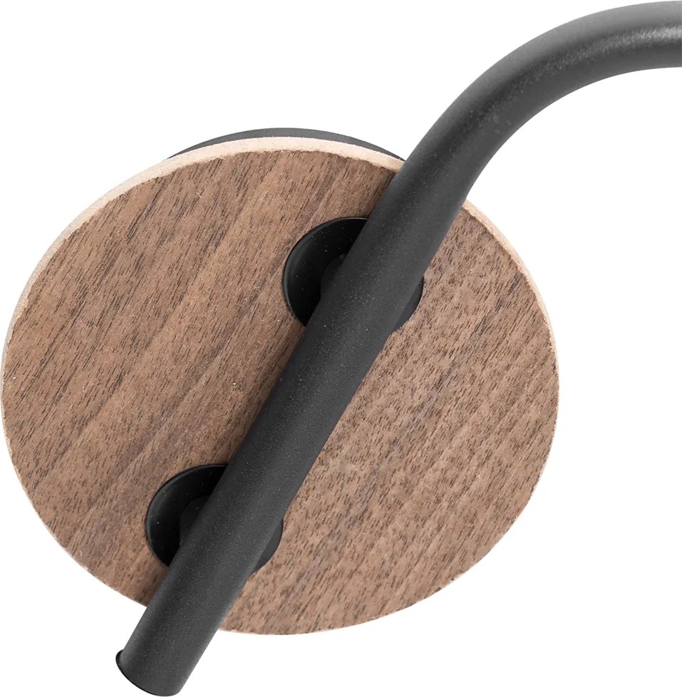 Stropné svietidlo čierne 44,5 cm s dymovým sklom a drevom 3-svetlo - Vidro