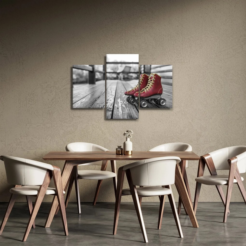 Obraz červených starých kolieskových topánok (90x60 cm)
